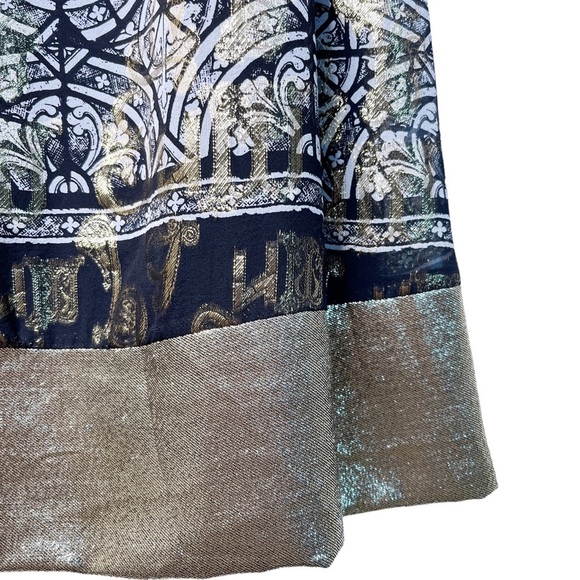 NICOLE MILLER Collection Silk and Lurex Metallic A Line Dress Size 4 - Picture 6 of 16